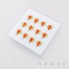 12PCS OF CZ BLOODY SPIDER WEB BLEEDING HEART 316L SURGICAL STEEL L-SHAPE NOSE RING BOX